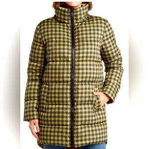 🆕 Rebecca Minkoff Puffer Coat Jacket Khaki Black Gingham Buffalo Plaid size XL